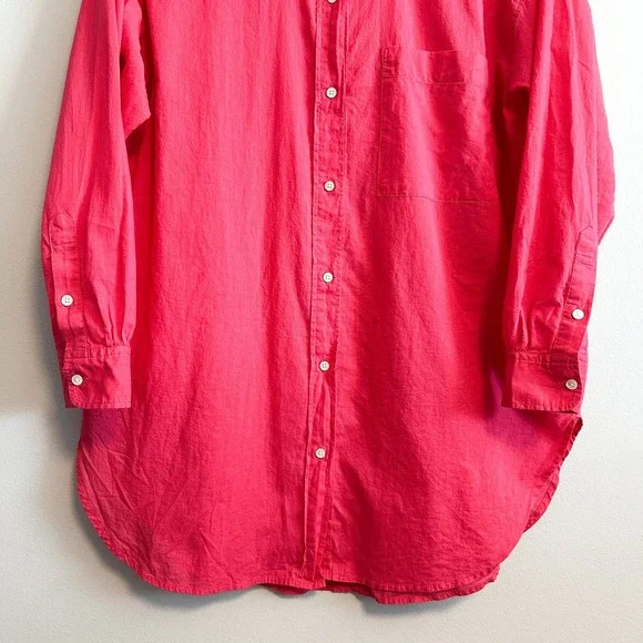 J Crew Cotton Voile Relaxed Button Up Shirt Hot Pink XS - Picture 5 of 9